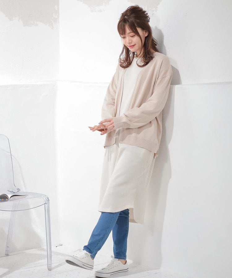 日本 Honeys - 蕾絲雕花魚尾長裙-米