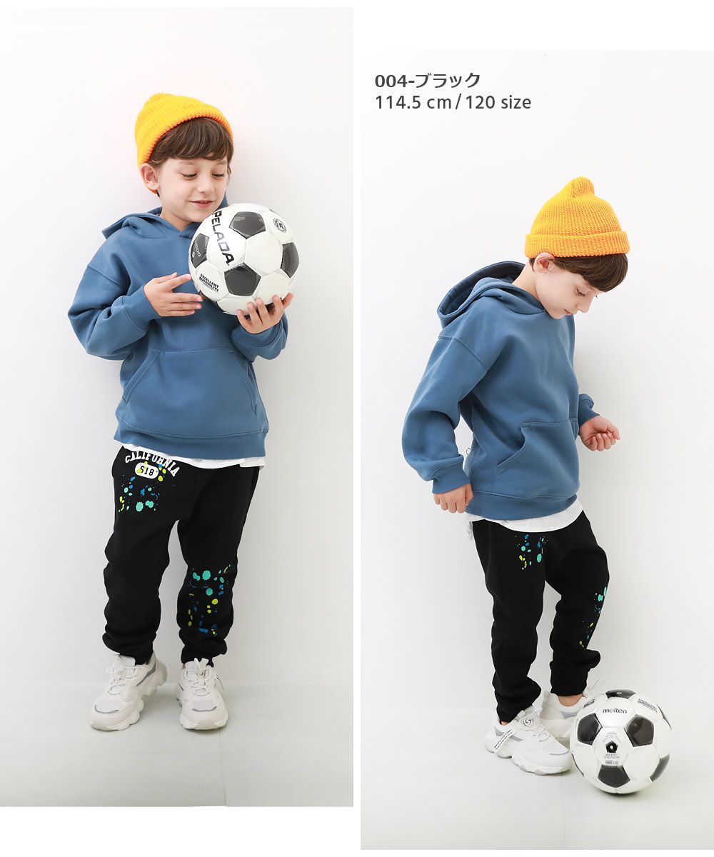 日本 devirock - 裏毛舒適酷帥印花運動褲-直式標語-深卡其