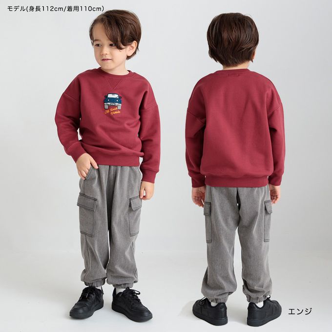 日本 BRANSHES - 吉普車刺繡裏毛長袖上衣-藍