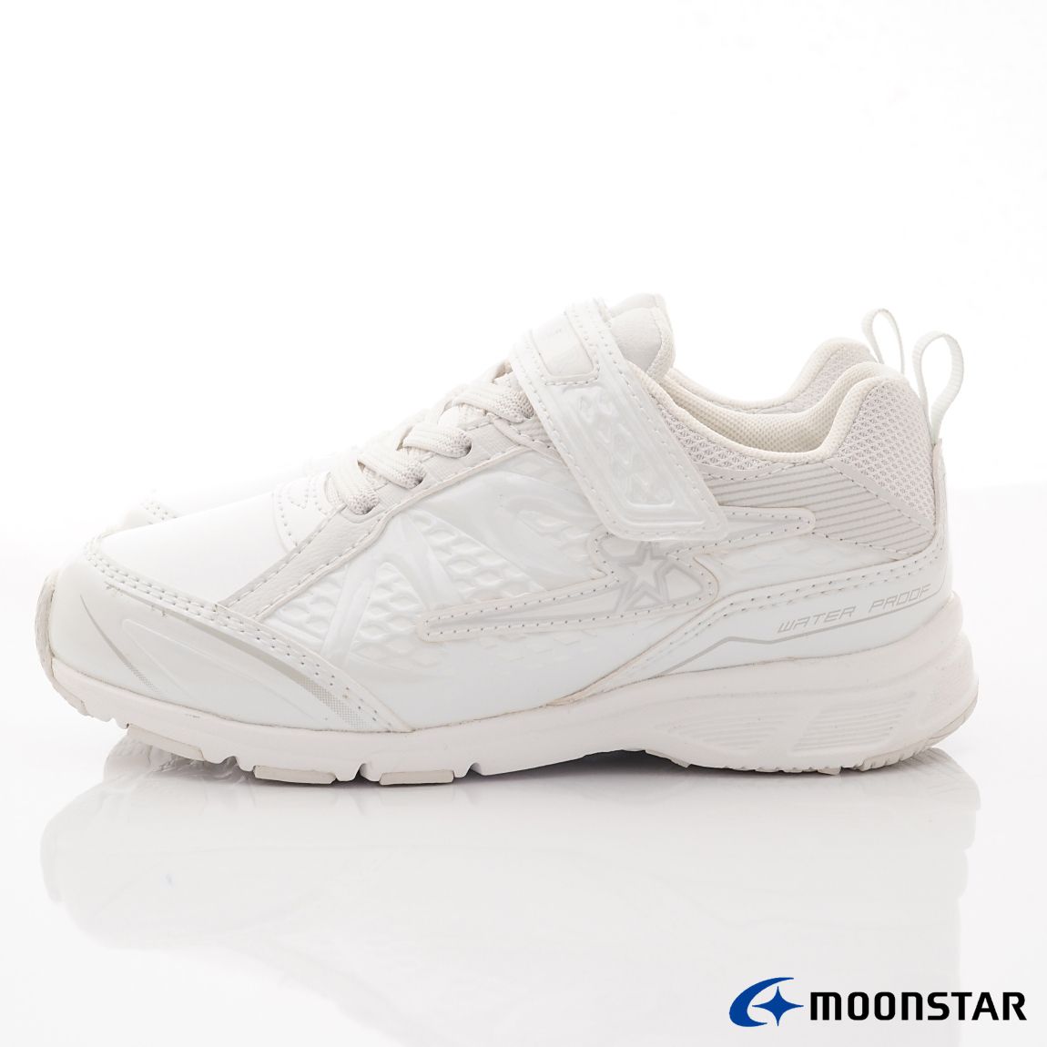 Moonstar日本月星 - 防潑水競速運動款(中大童款)-運動鞋-白