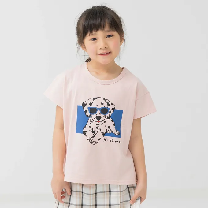 日本 Chil2 - 100%棉 印花柔軟短袖上衣-彩虹-深藍