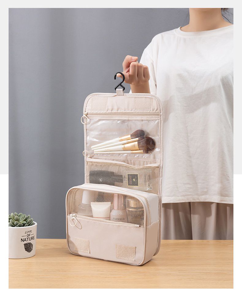 多功能懸掛式化妝包/盥洗包-米灰色 (24x9.5x20cm)