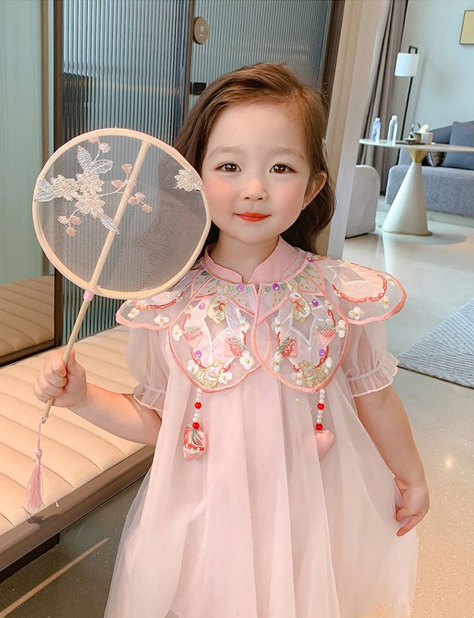 繡花披領小兔子草莓網紗公主裙