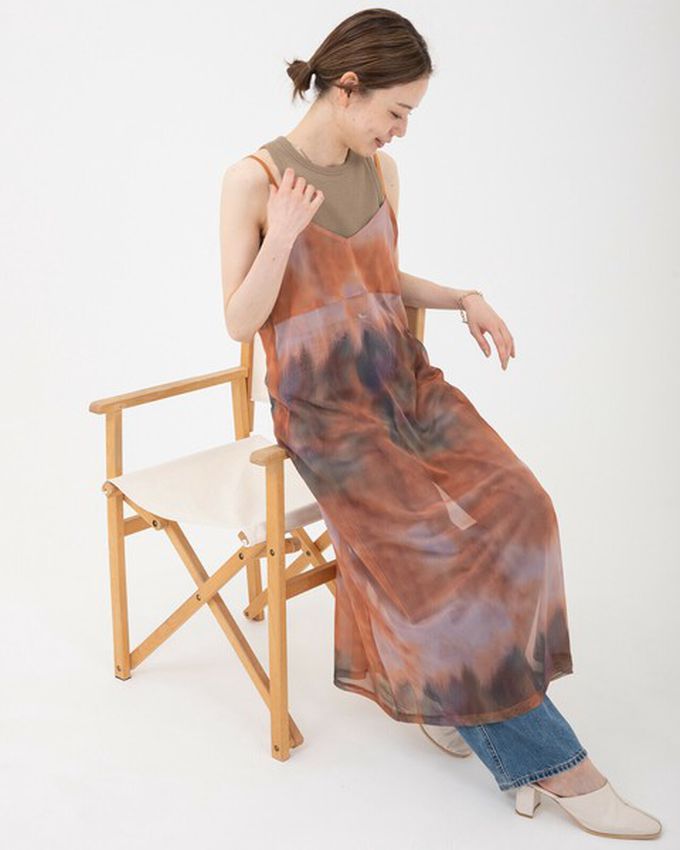 日本 gleam - 穿搭有型 暈染透膚細肩帶洋裝-水藍系