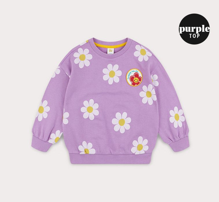 韓國 HEJMINI - 彩色花花圓領套裝-紫