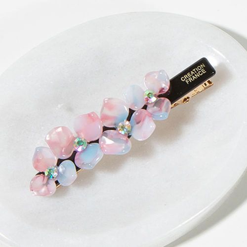 正韓製CREATION FRANCE立體花朵髮夾-粉藍
