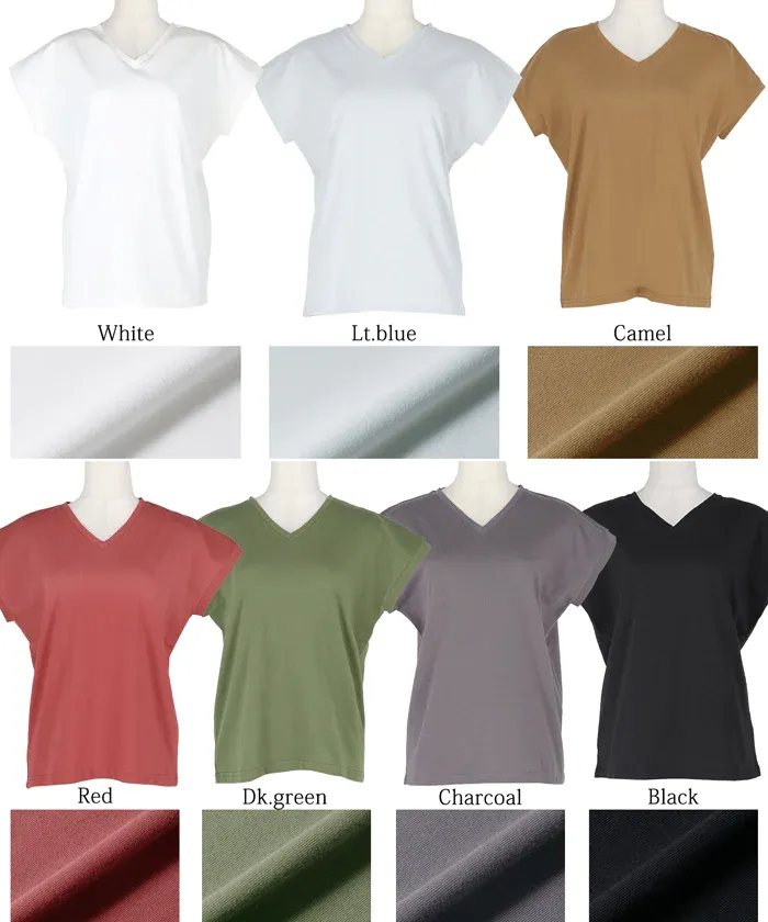 日本 COCA - 100%美國棉厚磅短袖上衣-V領-白