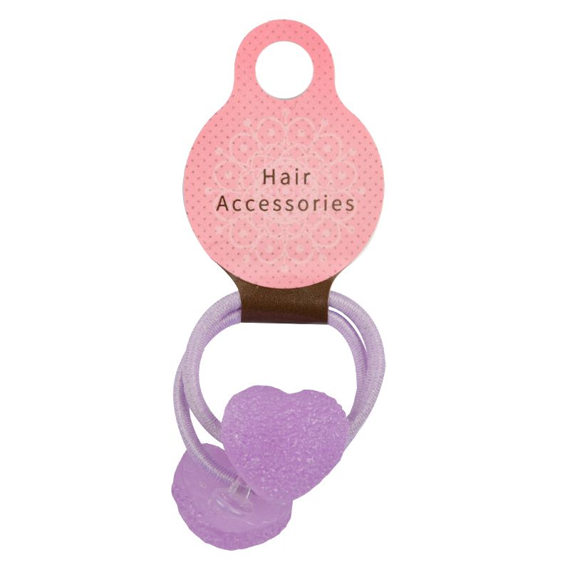 akachan honpo - 閃亮愛心髮圈2入-紫色