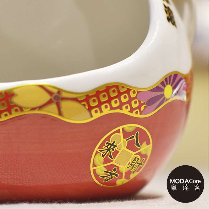 MODACore 摩達客 - 摩達客◉春節開運◉大口招財貓糖果收納擺飾聚寶盆-藍色