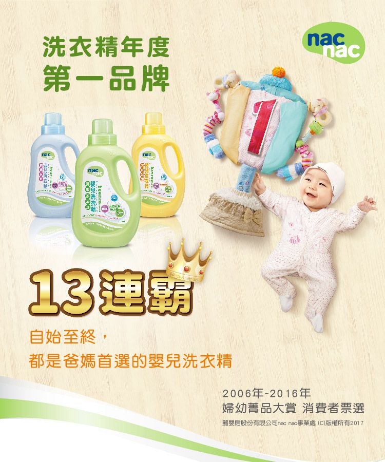 nac nac - 抗敏無添加嬰兒洗衣精-補充包(箱購)-1000mLx12