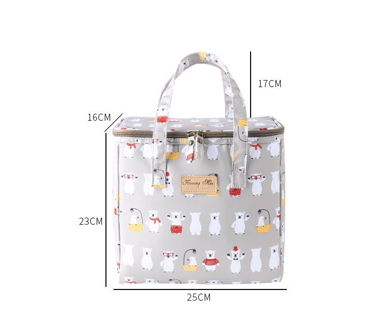 文青手提超輕量保溫防水野餐袋-粉紅兔兔 (25*23*16cm)