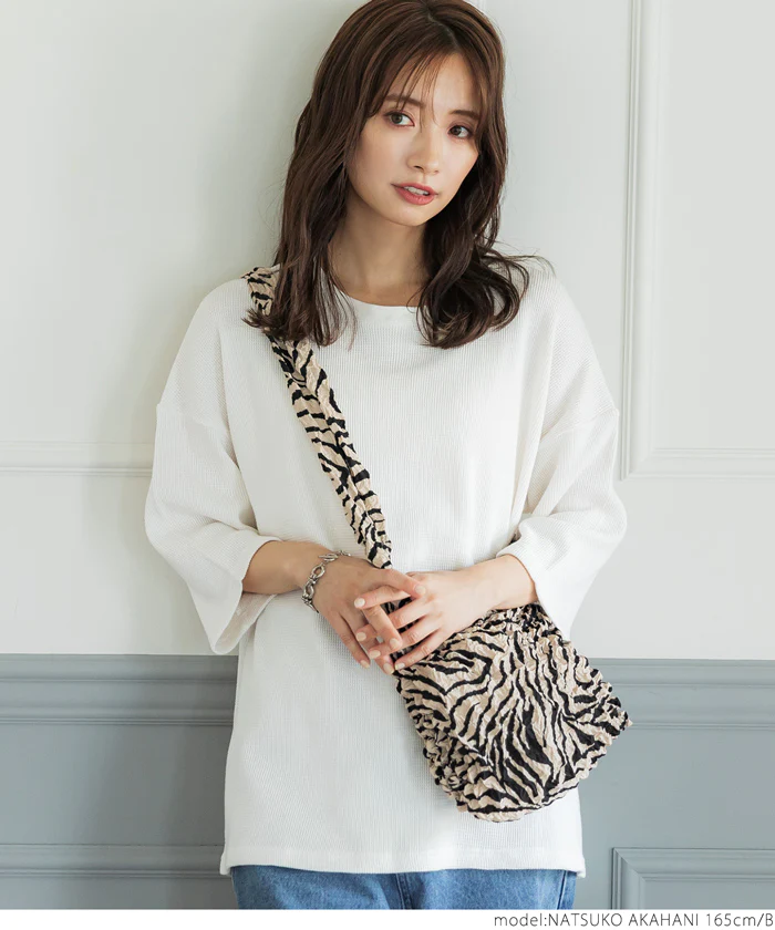 日本 COCA - 泡泡皺褶伸縮容量環保袋-肩背/側背款-斑馬紋