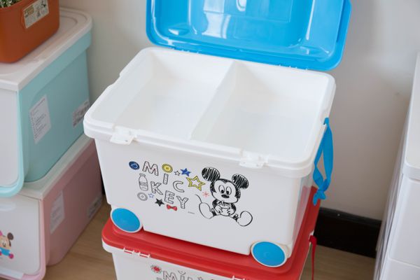 日本 IRIS OHYAMA - 迪士尼米奇迷你系列可推拉玩具收納箱 KTC-450-紅