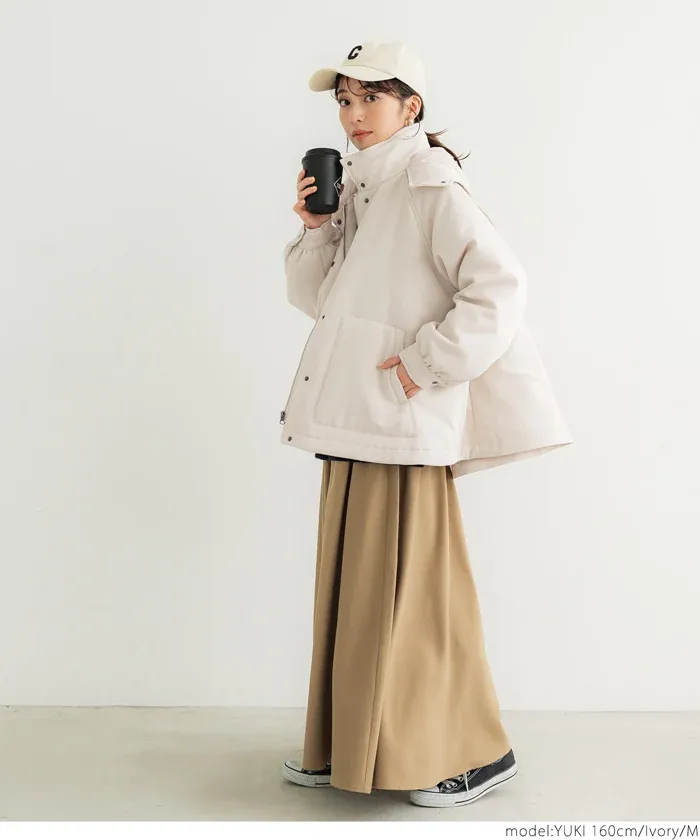 日本 COCA - 斗篷設計鋪棉連帽外套-米杏