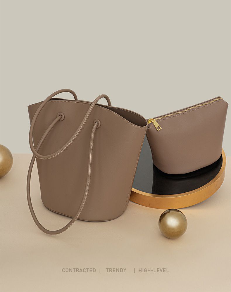 真皮原創大容量單肩托特包-陶土棕 (33x18x27cm)