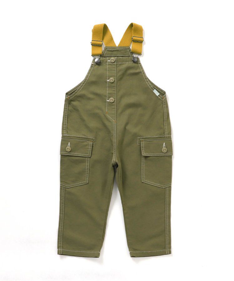 日本 BREEZE - 時髦工裝風可調長度吊帶褲-奶油白