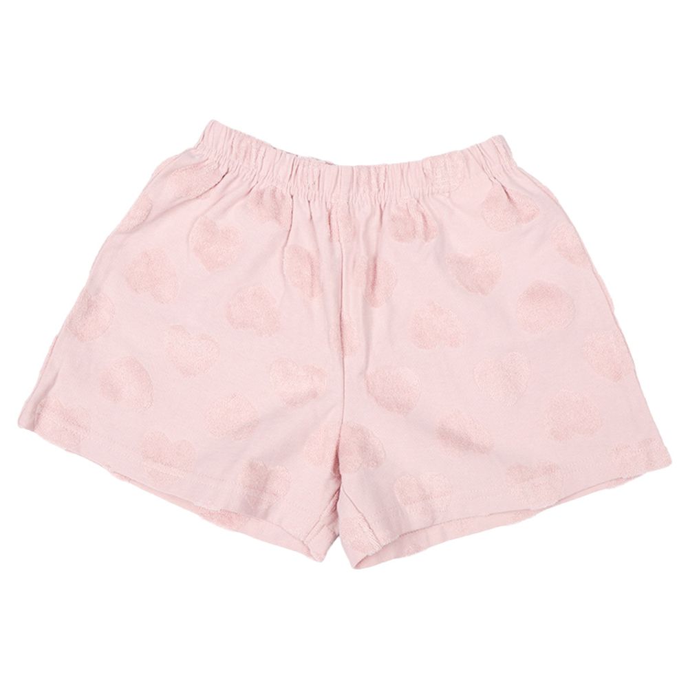 毛巾布緹花短褲-桃色