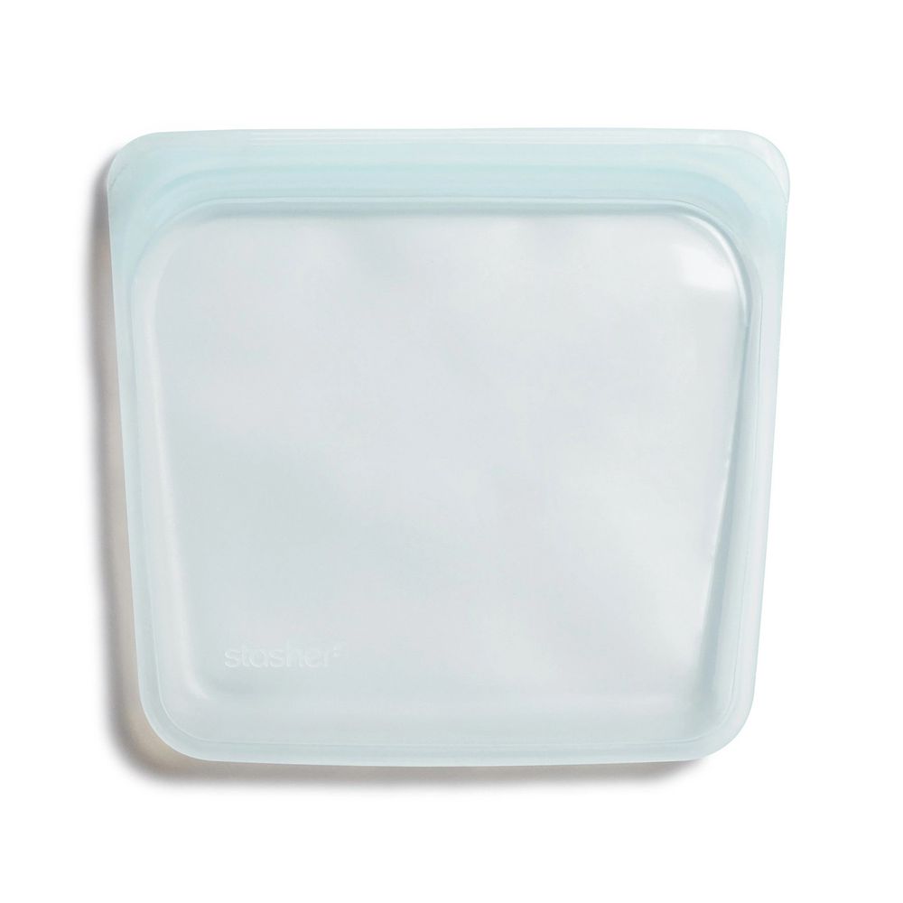 美國 Stasher - 食品級白金矽膠密封食物袋-Sandwich方形-泡泡藍 (443ml)