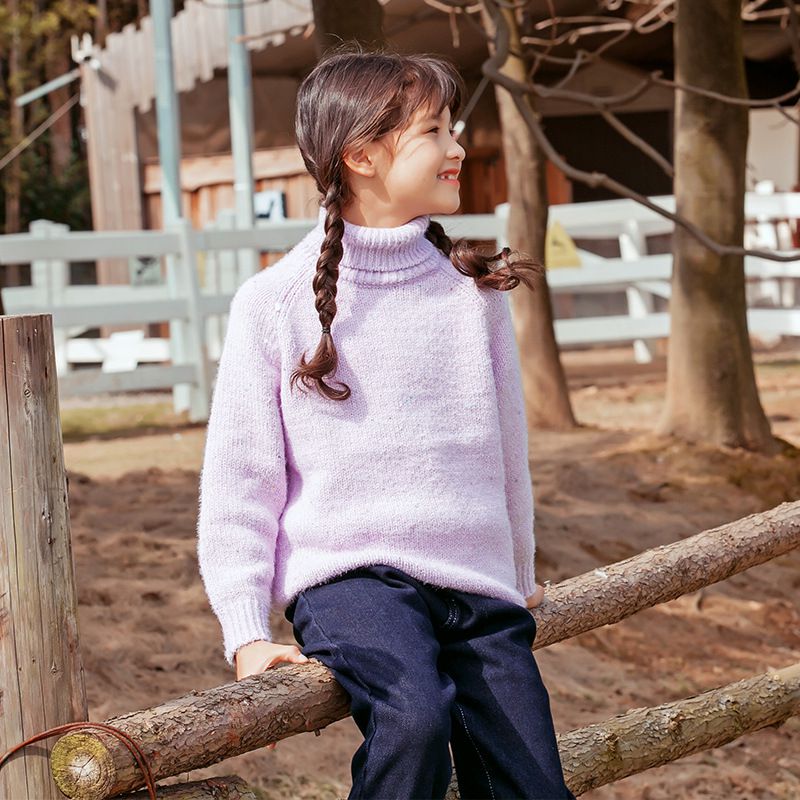 百搭秋冬針織毛衣-高領套頭-紫色