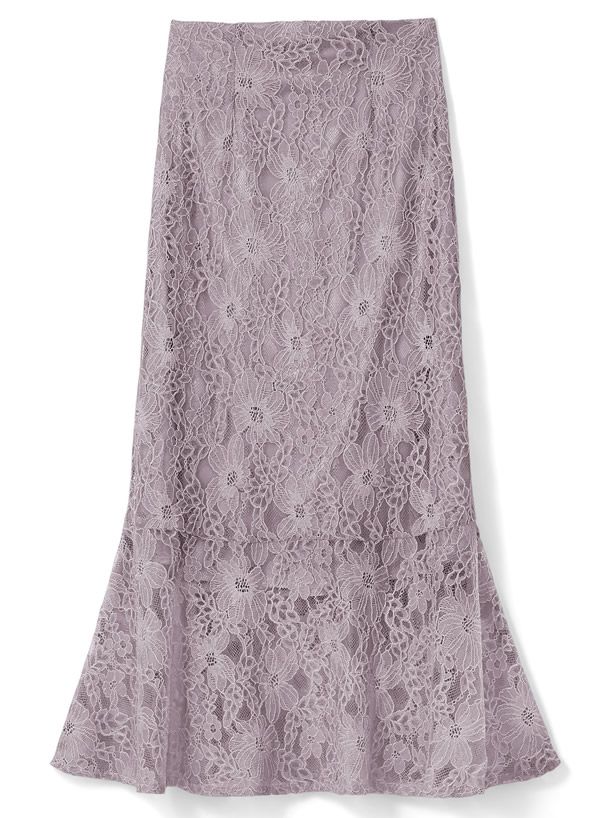 日本 GRL - 古典優雅蕾絲魚尾長裙-星塵粉