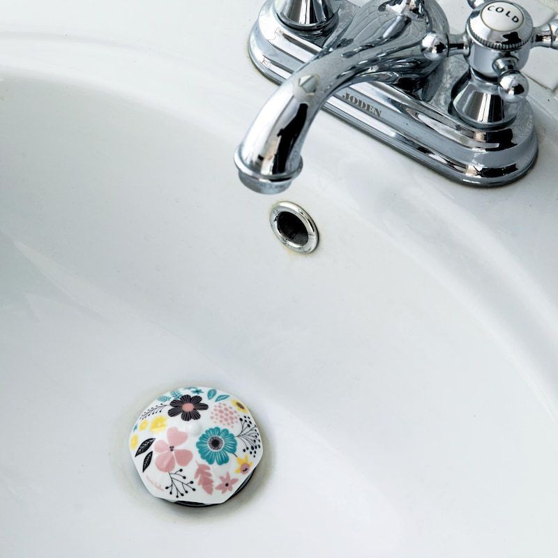 日本千趣會 - 日本製 [抗菌加工] 有田燒陶瓷排水孔蓋-mini labo繽紛 (6.5x2.7cm)