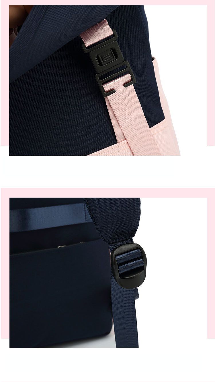 簡約少女感磁釦翻蓋書包-小兔子-黑色