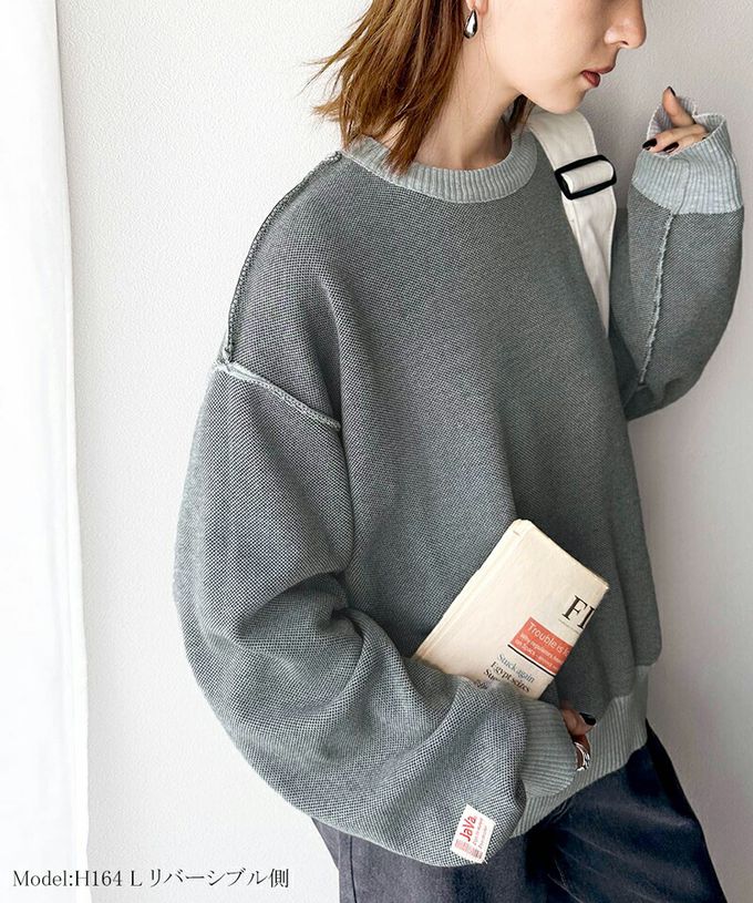 日本 Classical Elf - Java 4WAY美式印花厚磅針織大學T-灰