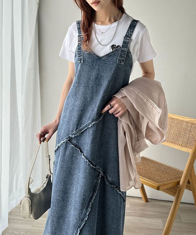 日本 Classical Elf - 華麗線條流蘇V領牛仔背心裙-黑