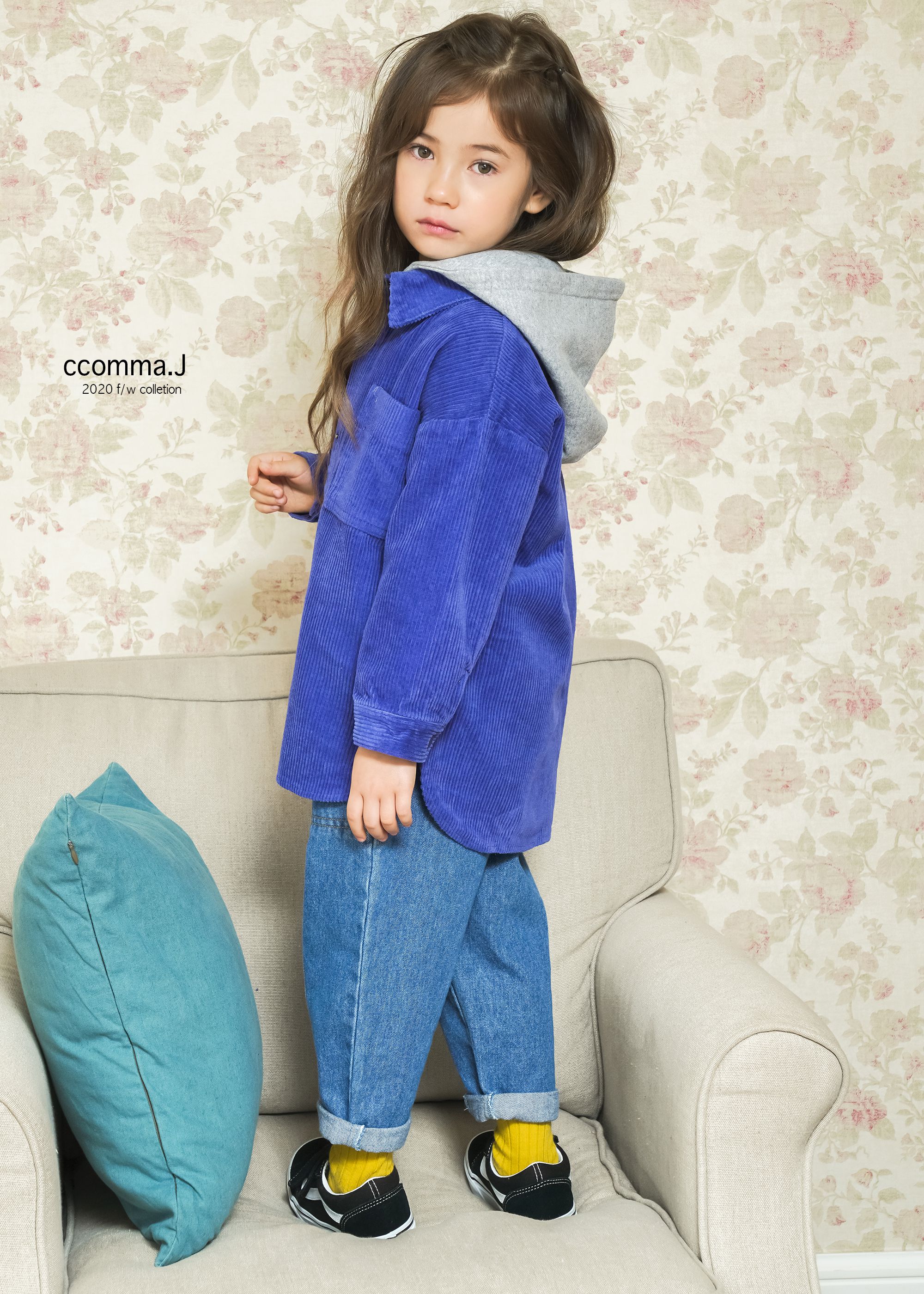 韓國 ccomma. J - 燈芯絨連帽夾克-芥末黃