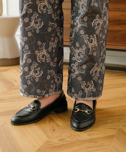 日本 Bou Jeloud - 復古花草圖騰長褲-海軍藍