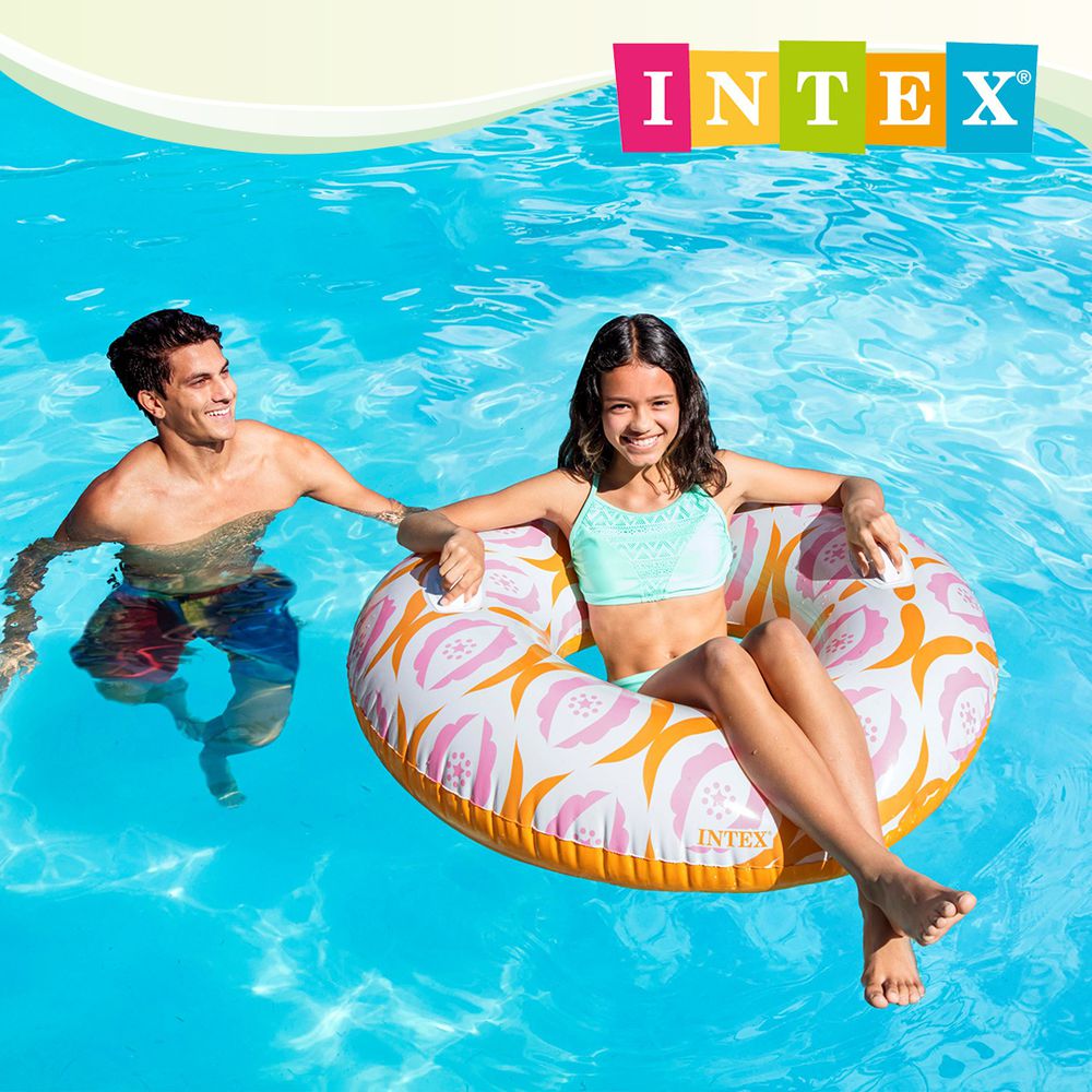 INTEX - 永恆花紋帶扶手游泳圈直徑114cm 適9歲+ (56269)-花心