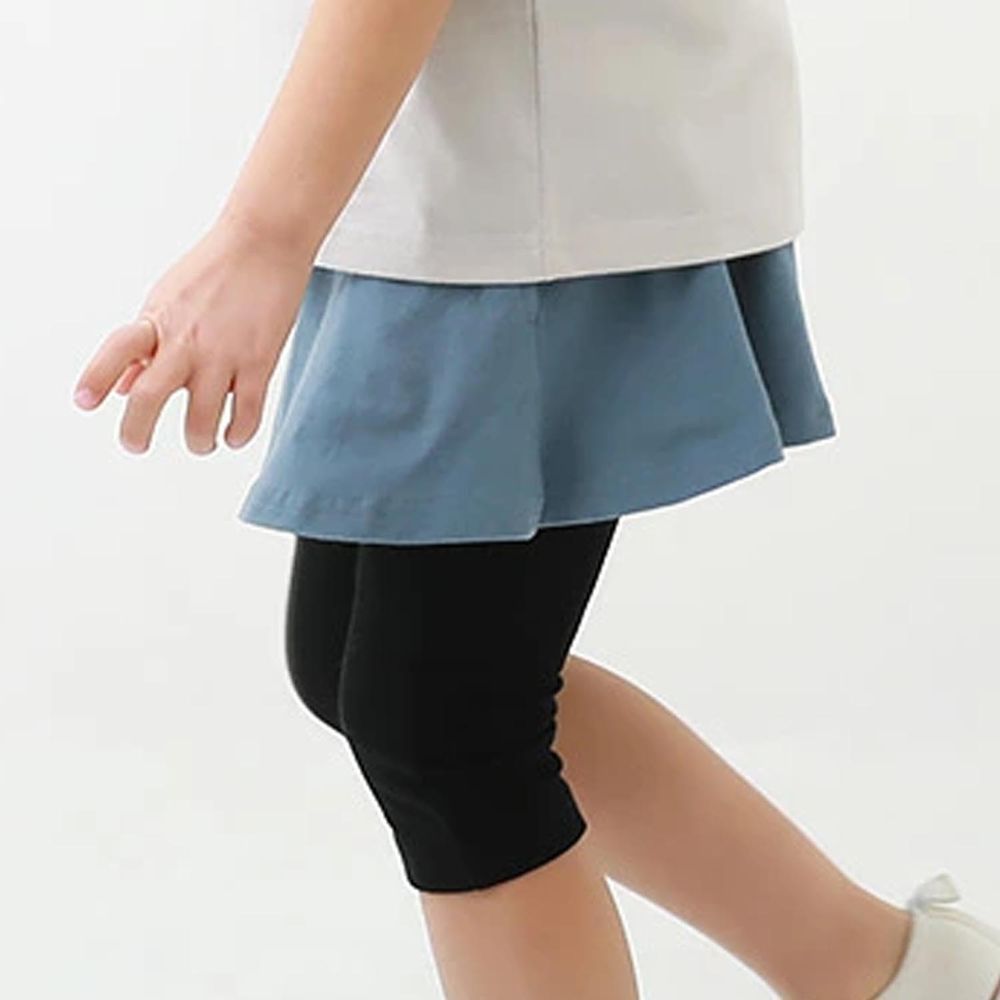 日本 devirock - 活力百搭內搭褲裙(6分丈)-素色-灰藍