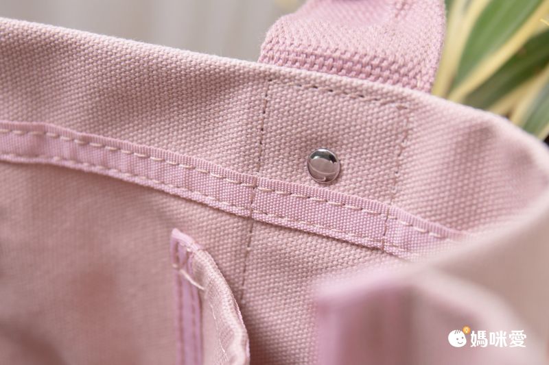 日本 LIZDAYS - [樂天No.1] 大容量分隔帆布托特包-撞色-米杏x粉 (30x19x12.3cm)