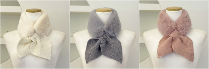 韓國 MAY - 柔軟細絨毛穿洞式圍巾-粉