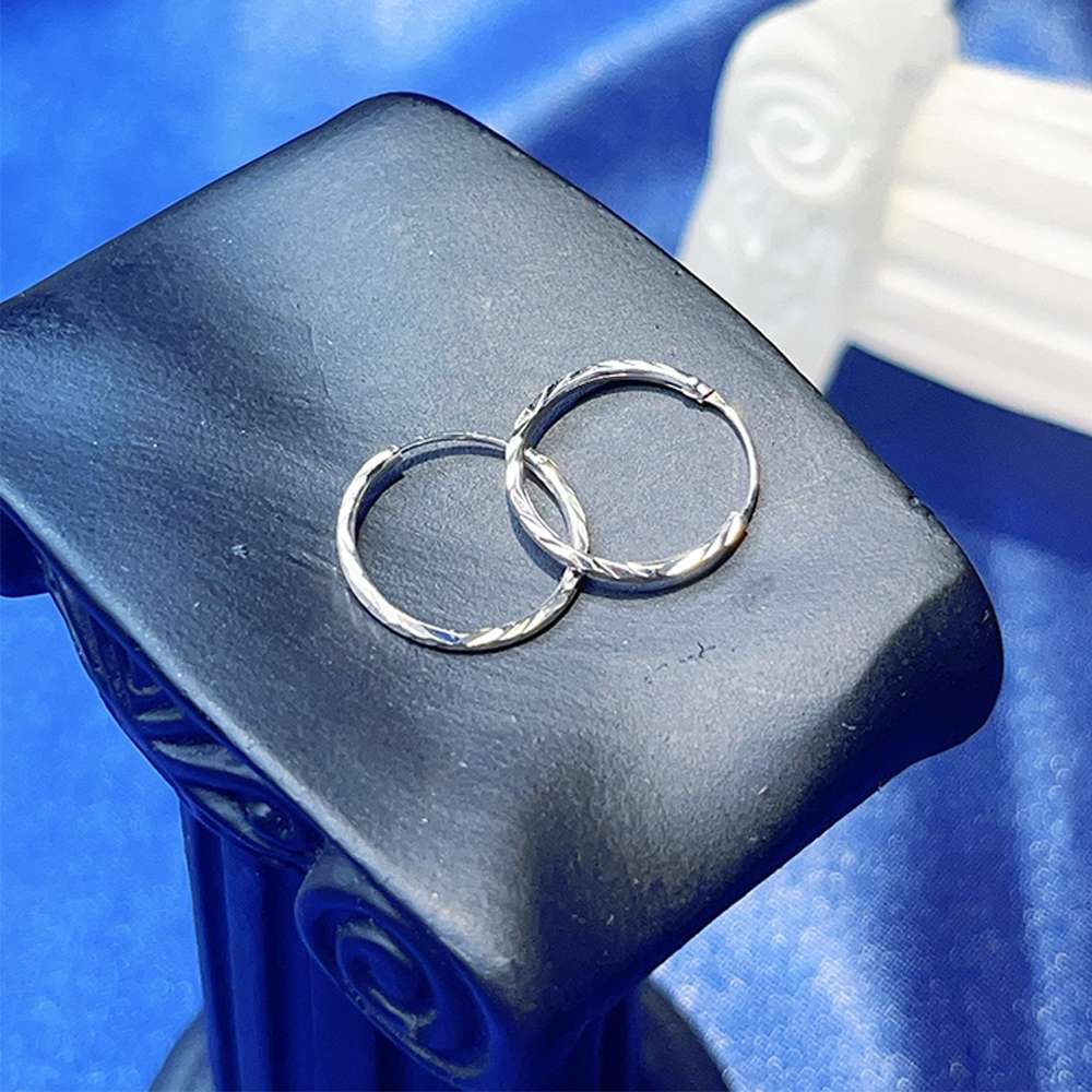 純銀素圈耳環耳飾耳針耳環 (F SIZE)