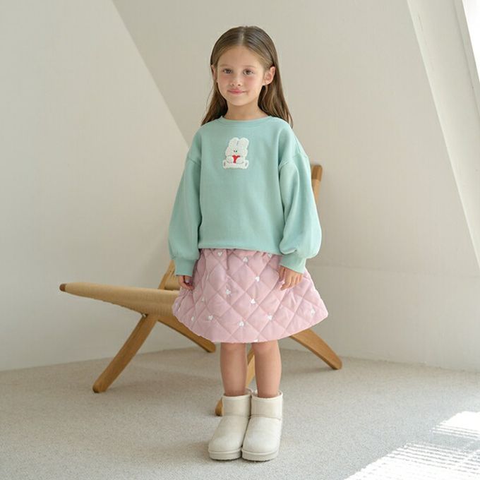 日本 Lycee mine - 可愛相良刺繡裏起毛長袖上衣-愛心小熊-淺藍