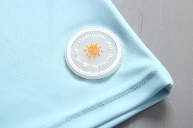 女寶長袖泳裝套裝(附帽子)-英文字母-淺藍色