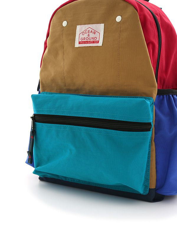 日本 OCEAN&GROUND - DAYPACK 經典後背包-CRAZY 撞色-杏x紅x綠 BE
