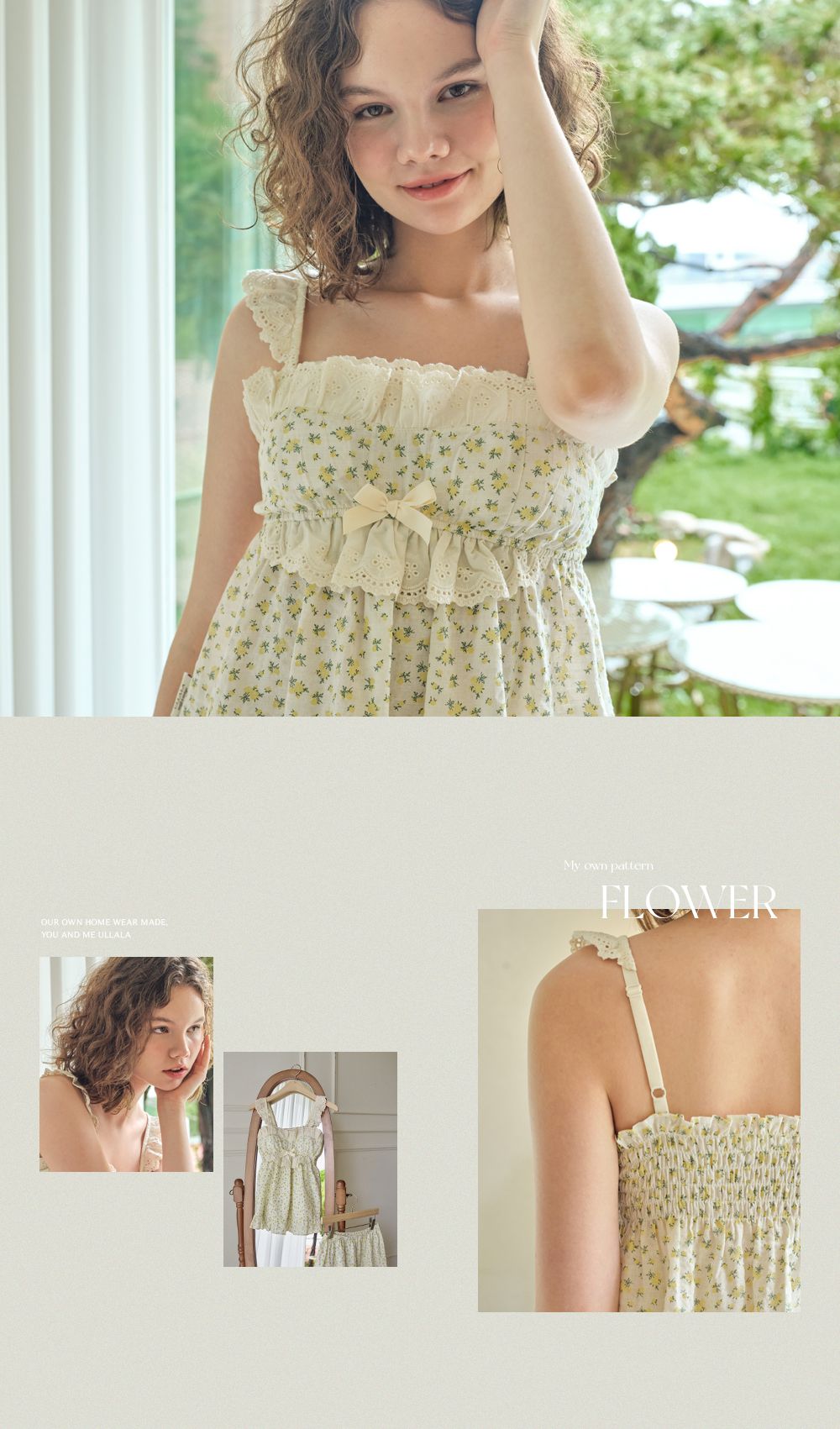 韓國 ULLALA - 天真浪漫無袖睡衣(兩件式) (FREE)