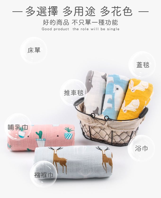 Muslin Tree - 動物印花雙層嬰兒紗布包巾/蓋被-白鶴 (120*120cm)