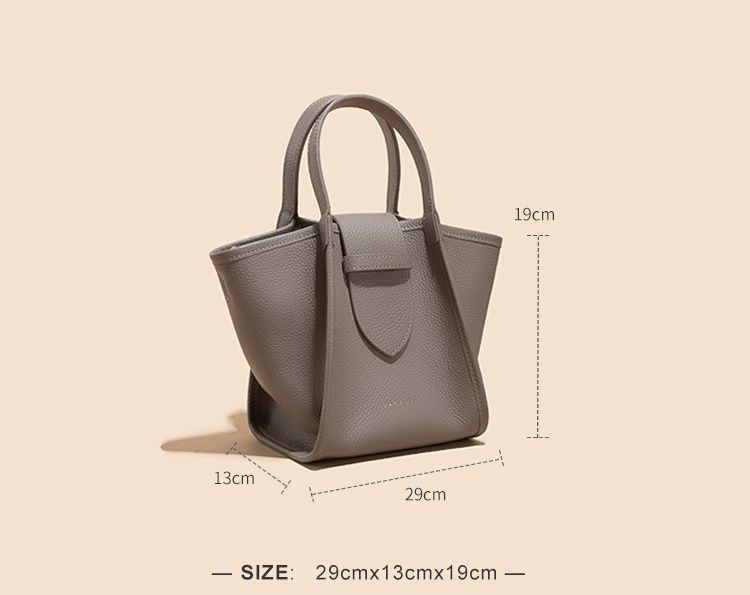 真皮斜跨翅膀包-附斜背帶-大象灰 (29x13x19cm)