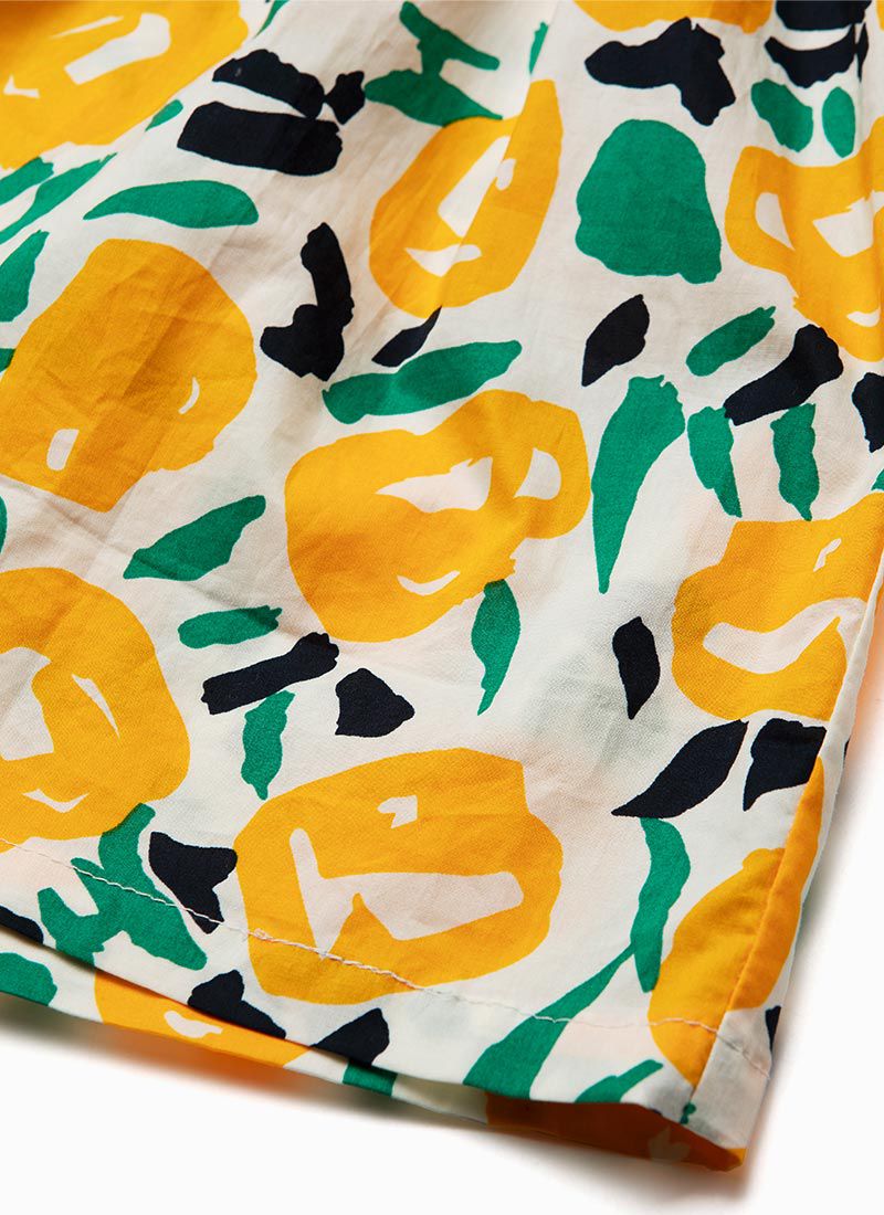 韓國 OZKIZ - (附包包)假兩件大黃花洋裝