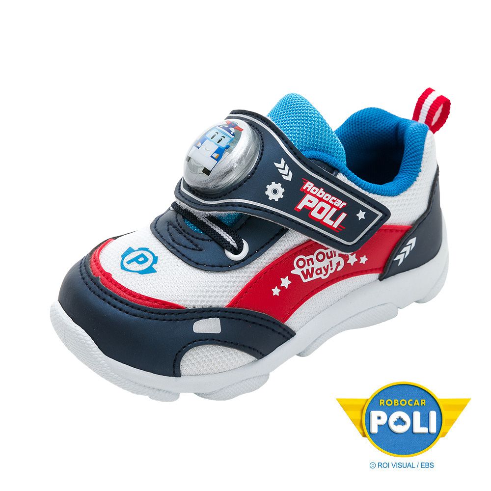 POLI 波力救援小英雄 - POLI 童鞋 電燈運動鞋 POKX34126-排汗透氣輕量-藍白-(小中童段)