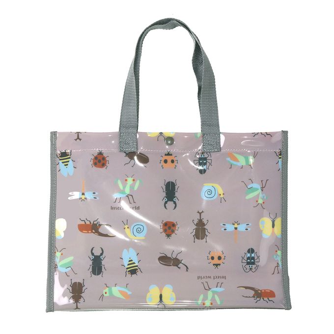 日本 ZOOLAND - 防水PVC手提袋/游泳包-叢林動物-軍綠 (25x34cm)