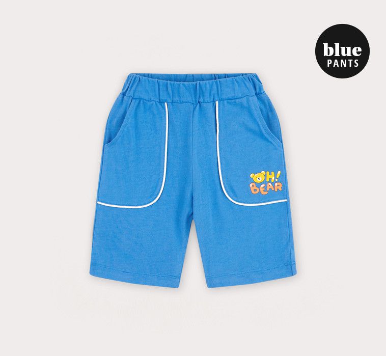 韓國 HEJMINI - 氣球印花排扣襯衫套裝-米X藍