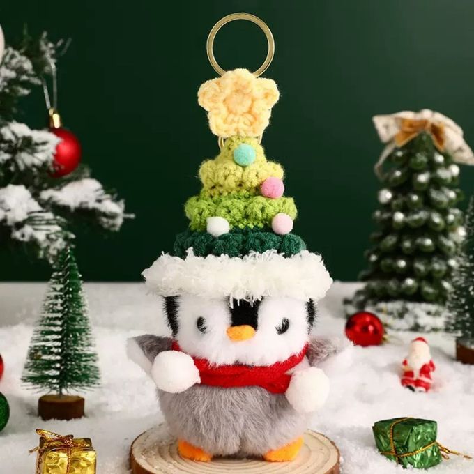 聖誕毛線聖誕樹企鵝吊飾+聖誕企鵝掛件鑰匙扣