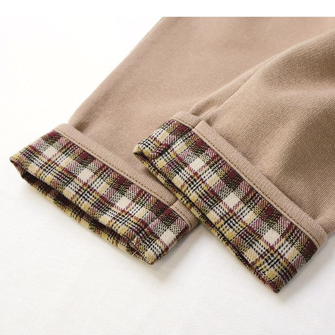 日本 ZOOLAND - 柔軟舒適格紋七分褲-蛋包飯口袋-海軍藍