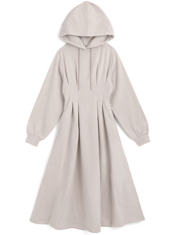 日本 GRL - 休閒感收腰連帽長袖洋裝-黑 (F)