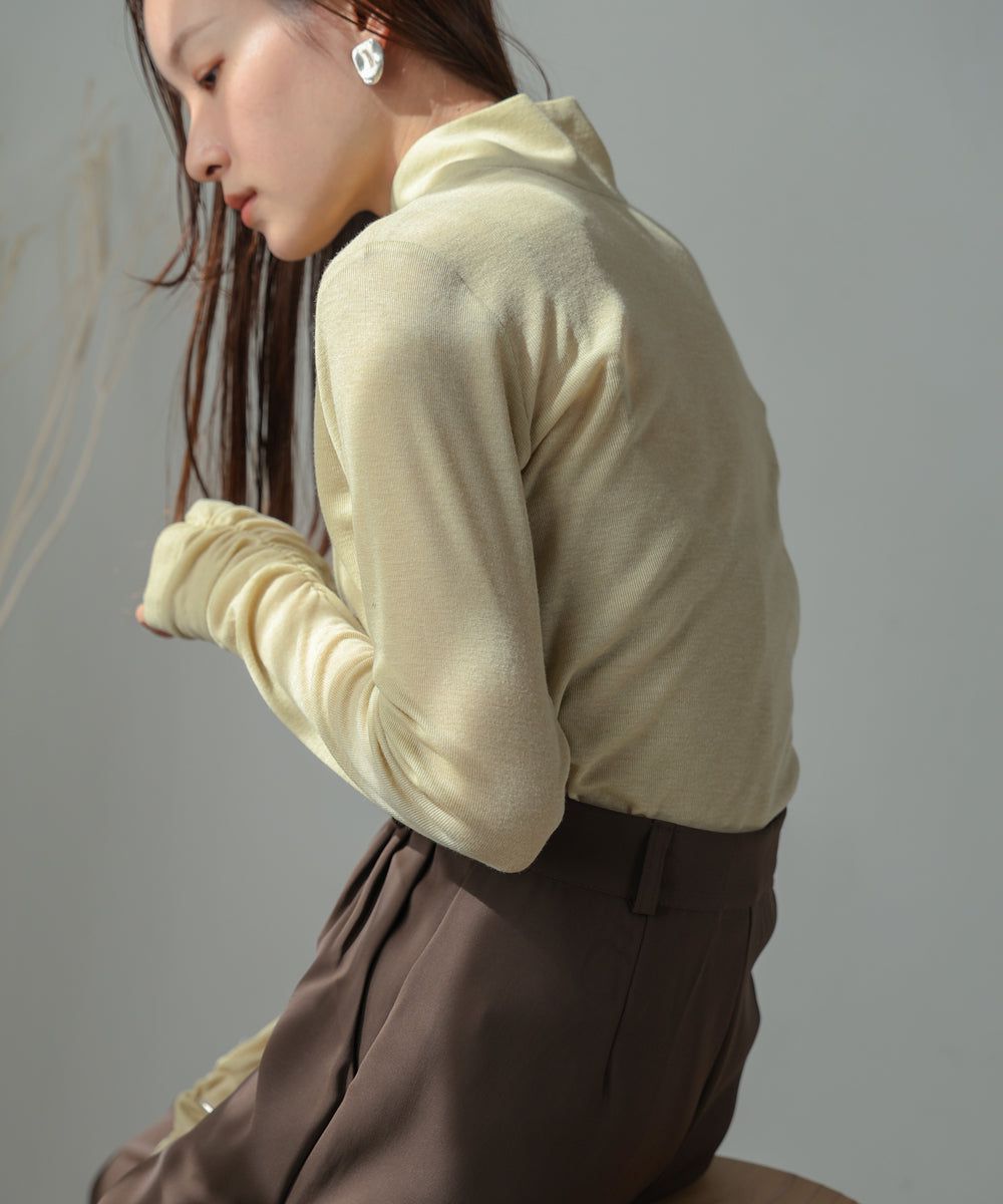 日本 Bab - 2WAY立領排扣薄長袖上衣-淺綠