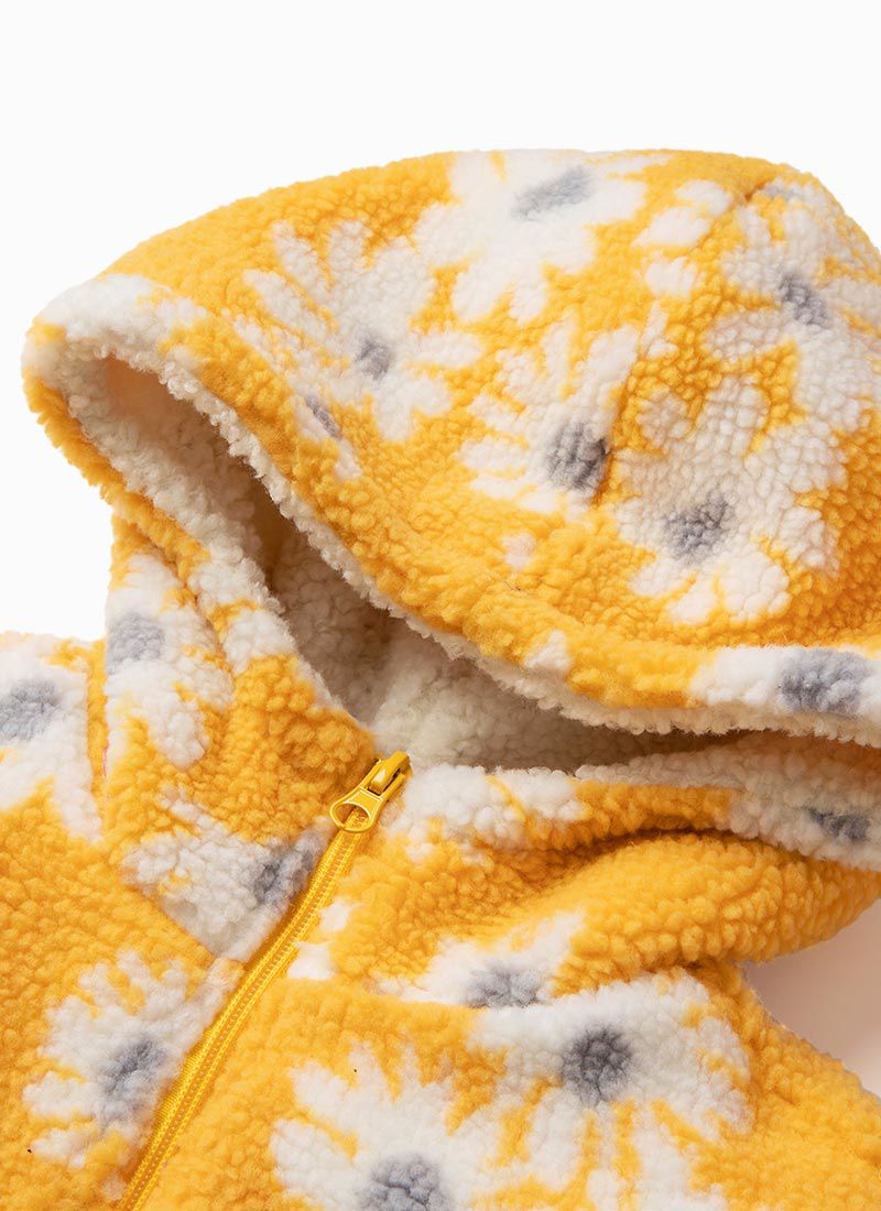 韓國 OZKIZ - 搖粒絨微笑雛菊大衣